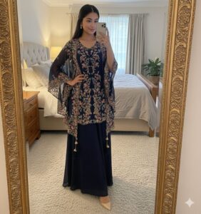 DESIGNER WEAR KURTA PLAZZO PAIR WITH SHRUGE IN SEQUENCE EMBROIDERY WORK❤️