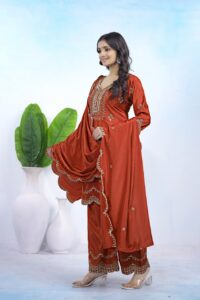 Impressive Natural Crepe Sequence Embroidered Suit Set for Function Wear