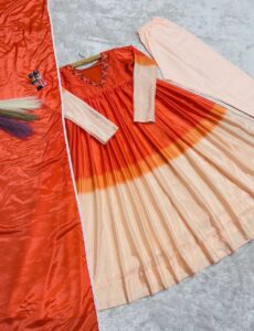 Designer Gown Set – Pure Chinon Silk, Wedding & Party Collection