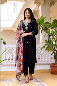 WOMEN PURE VISCOSE CHANDERI SILK WITH SEQUENCE COADING BEATS WORK EMBROIDERED KURTA SET