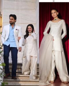 Ivory Crepe Suit Set with Farshi Salwar & Organza Dupatta – Ready to Wear