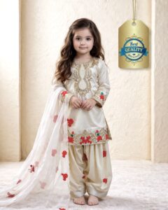 Premium Kids Designer Top Salwar Suit with Dupatta | Embroidered Party Wear Outfit for Girl