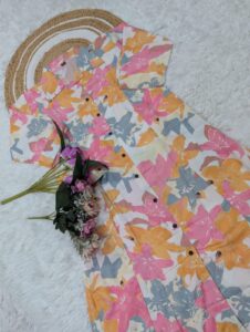 Floral Printed Rayon Shirt Dress for Women | Casual A-Line Button Down Dress with Belt