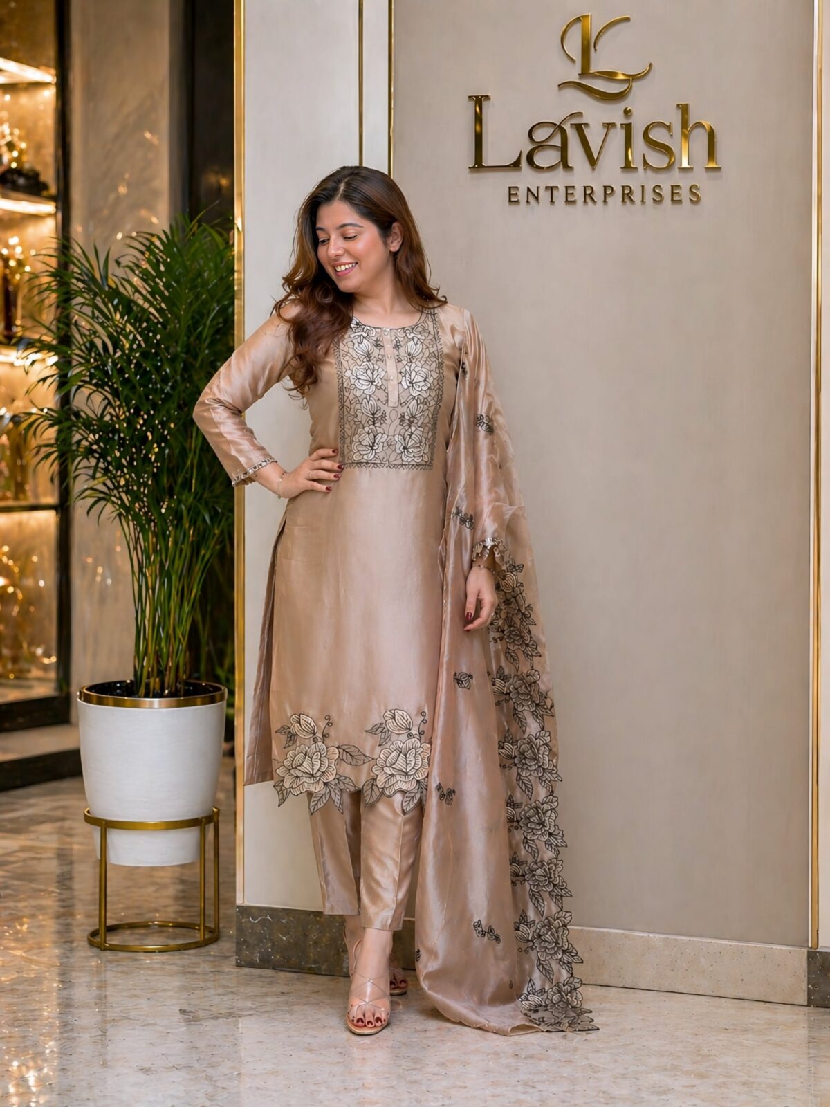 Mul Chanderi Kurta Pant Set