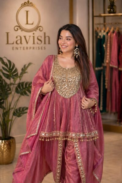 Gold Crust Silk Peplum Dhoti Style Set