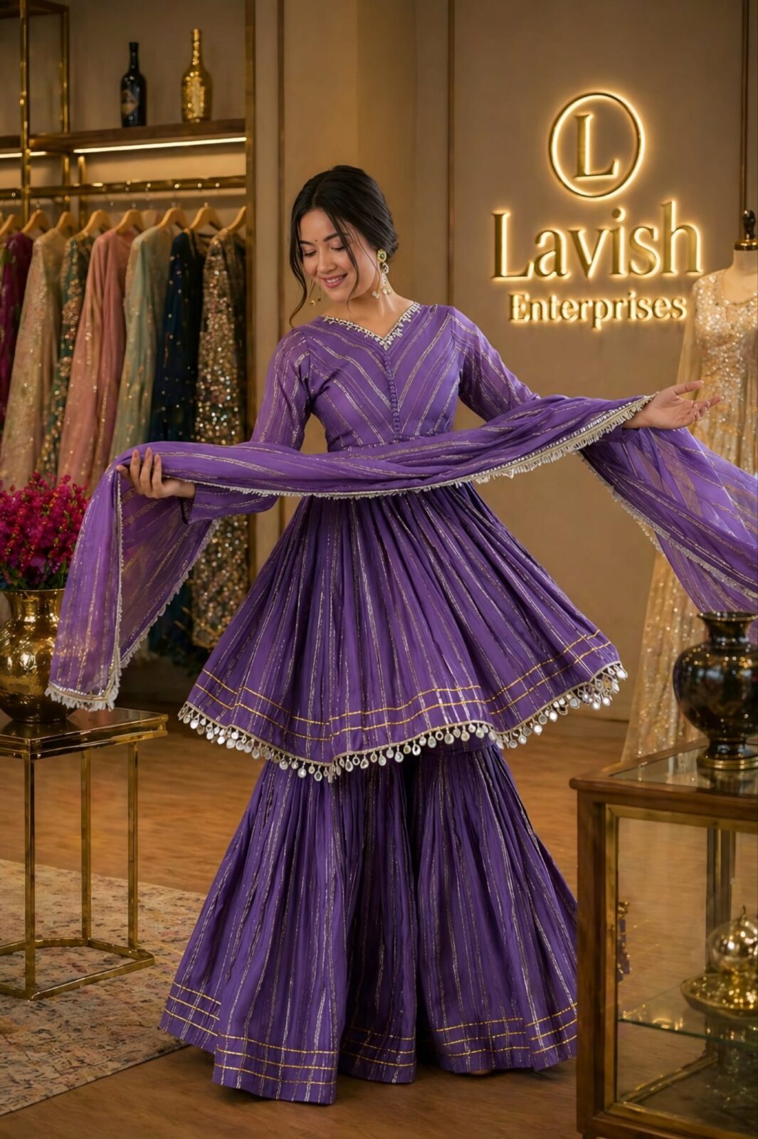 Mul Chanderi Peplum Sharara Set with Dupatta | Festive Ethnic Wear | 8 Colors Available