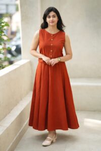 Women’s Pure Cotton Skirt & Top Set – Sleeveless Button Detail Summer Co-Ord Set