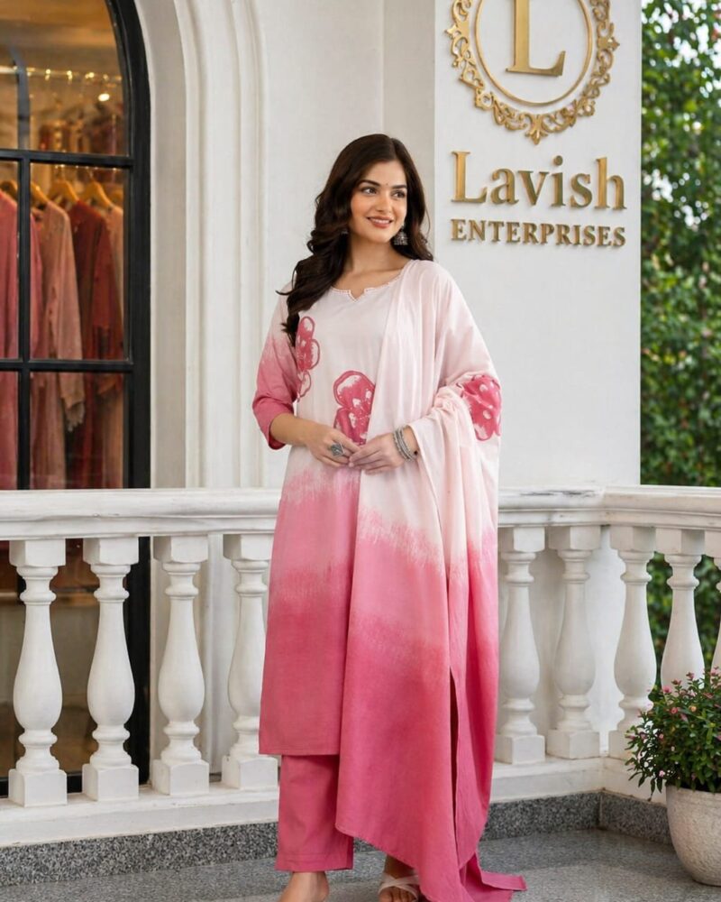 Floral Faded Double Shades Kurta Set